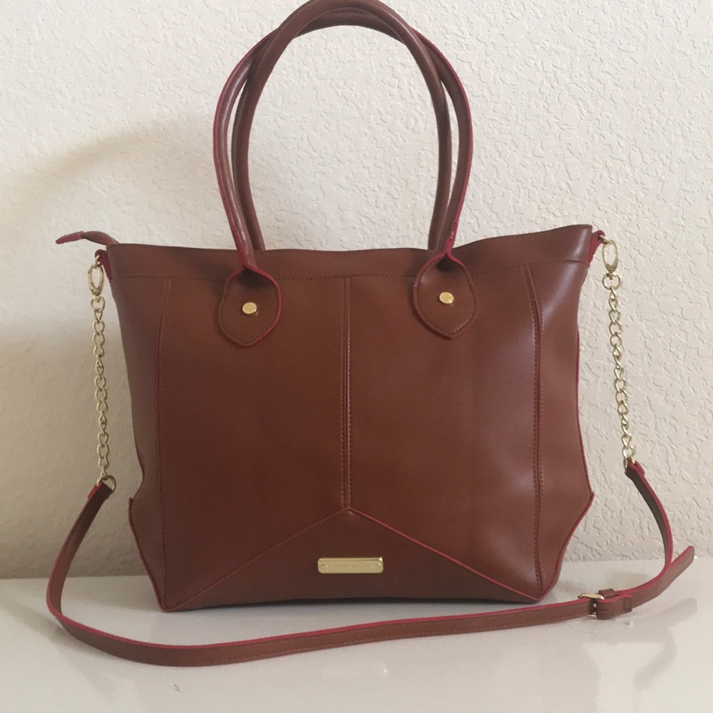 Steve Madden Shopper Tote (cognac and pink)